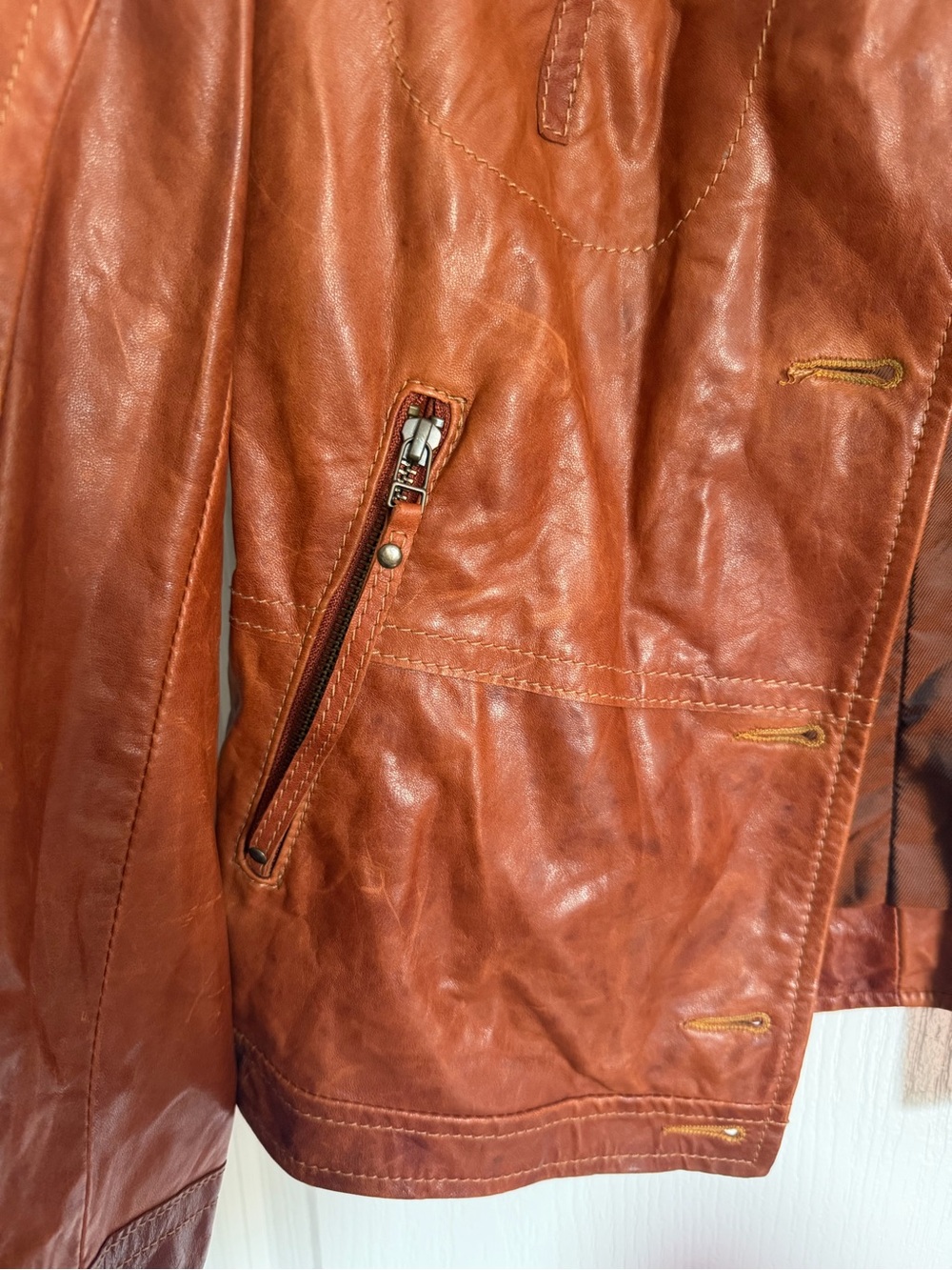 Danier Rust Leather Button-Up Military-Style Jacket - Picture 7 of 7